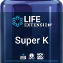 Life Extension Super K, Vitamin K Supplement, 2000 Mcg Vitamin K and 1180 Mcg Vitamin K2, Heart Health, Once-Daily, 90 Softgels