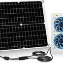 30W Dual Solar Fan Kit for Outside Greenhouse Shed Chicken Coop, IPX7 Waterproof Solar Panel Fan kit with 9.8 FT Power Cord, PV Powerd Cooling Fan for Pet House