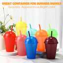 Jingmore 16 Pcs 16 oz Plastic Reusable Cups with Lids and Straws Glitter Plastic Tumblers with Straw and Lid Water Bottle Iced Coffee Travel Mug Bulk for Summer Birthday Wedding Party(Multi Color), 4.7 inches x 3.94 inches