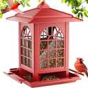 Birdream Bird Feeders for Outdoor Hanging, Assembly Required, 1-Min Easy Setup, Classic Courtyard Design, Attracting Cardinals Chickadees Goldfinches & Sparrows - Red