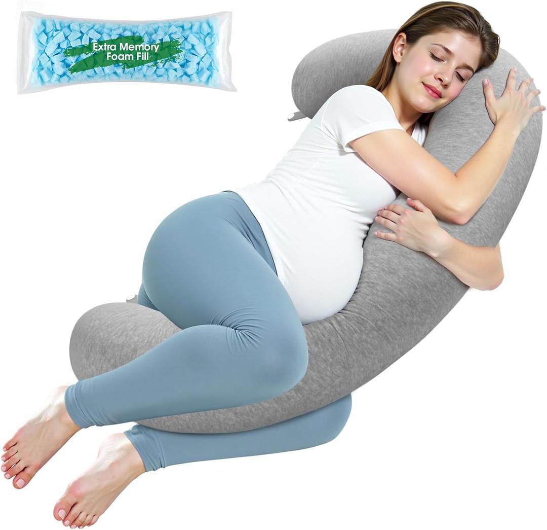 Pregnancy Pillows for Sleeping, C-Shaped Maternity Pillow for Pregnant Women with Adjustable Firmness, Body Pillow, Full Body Support for Side Sleepers, Head, Neck, Belly, 47.2 x 9.8''