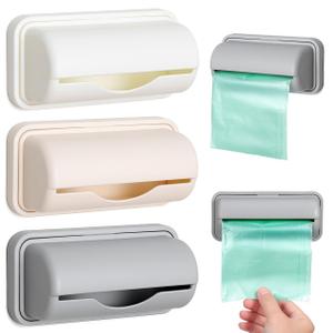 Cabilock Wall Mount Garbage Bag Organizer Box Adhesive Trash Bag Holder for Kitchen Bathroom Storage Space Saving Easy Access 3 Pack
