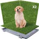 Dog Grass Pad with Tray: Reusable Training Pad with 2-Pack Replaceable Artificial Grass - Quick Absorbent Indoor Portable Dog Patio Potty, Washable Pee Pad for Small Medium to Large Dog, 22"x18" Grey (Grey Tray)