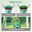 3 Pack 3 Gallon Hanging Strawberry Planter Bags, 12 Holes PE Grow Bags with Bottom Drainage, Reusable Vertical Planters for Small Space Gardening(Green)