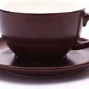 Latte Art Cup and Saucer Cappuccino & Americano, New Bone China, Mate for Coffee Shop and Barista (Matte Brown, 8.5 oz)