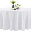 Bailarina 120 Inch Stain and Wrinkle Resistant Washable Polyester Table Cloth, Decorative Table Cloth for Dining Table, Buffet Parties and Wedding, White