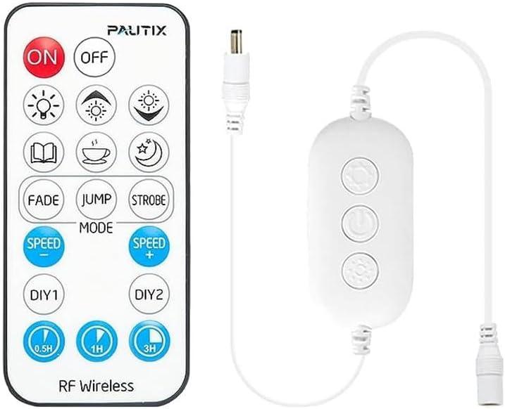 PAUTIX COB LED Strip Light 32.8ft/10m 5040LEDs Warm White 3000K,High Lumen Flexible CRI90+ LED Tape Super Bright DC24V, RF Remote Dimmer for Single Color LED Strip Lights