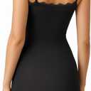 MANGOPOP Women's Lace Mini Dress Sexy Backless Cami Bodycon Dresses Adjustable Spaghetti Strap Summer Going Out Trendy 2025 (Black)