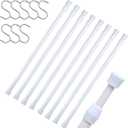 DeElf 8 Pack Tension Rods 28 to 48 Inches, Adjustable Spring Tension Rod for Window Curtain, Kitchen Cupboard Utensils, Closet, and Cabinet, White