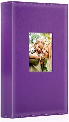 Ywlake Photo Album 4x6 300 Pockets, Leather Photo Albums Holds 300 Horizontal Only Pictures Purple