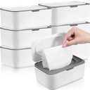 6 Pack Baby Wipes Dispenser Wipe Holder with Lids Refillable Container with Sealing Design Keeps Fresh Easy Open and Close for Bathroom Baby Nursery(Dark Gray)