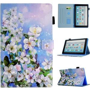 Case for Fire HD 10 Tablet (9th/7th/5th Generation, 2019/2017/2015 Release), PU Leather Folio Stand Cover Case for Fire HD 10 9th Generation/7th Generation, Auto Sleep Wake - White Flowers