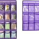 NIMES Hanging Closet Underwear Sock Jewelry Storage Over The Door Classroom Cell Phone Calculator Organizer Clear Pockets (PURPLE-12 & 9 POCKETS PACK)