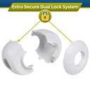 Child Safety Door Knob Cover (4 Pack) Hard-to-Remove Dual-Lock Door Handle Covers for Kids - Reusable Baby Proof Door Knob Locks - Installs Easily, No Tools Needed (White)