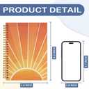 SNNDER Retro Boho Sun Sunrise Sunset Sunshine Spiral Notebooks, Aesthetic Notebook for Note Taking, Vintage Boho Journal Notebook Gifts for Women Teen Girls, 5.5x8.3 Inch