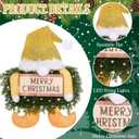 Knitgrip Christmas Lighted Wreath Gnome Xmas Gnome Door Wreath Artificial Santa Xmas Hanging Sign for Door Window Wall Decorations Farmhouse Christmas Home Decor(Gold)
