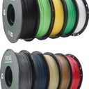 10 Pack PLA 3D Printer Filament Bundle, Dimensional Accuracy +/- 0.02 mm, 1kg Spool(2.2lbs), 1.75 mmBlack White Grey Red Green Blue Yellow Brown Lemon Green Ice Cream