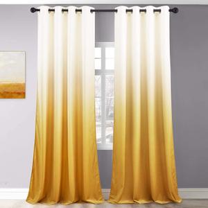 StangH Ombre Curtains for Living Room Set of 2 Panels Grommet Super Soft Velvet Drapes with Attractive Gradient Pattern for Dining Art Room Kids Bedroom, W50 x L96, Cream White to Gold