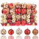 100Pcs Shatterproof Christmas Ornaments Set for Tree Large Christmas Tree Baubles Bulk Christmas Decor with Assorted Designs Perfect Christmas Ball Ornaments for Holiday Decorating, Red Gold