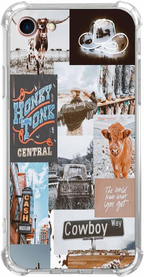 Cowboy Cowgirl Case for iPhone 7/8/SE,Western Natural Scenery Case for Women Men,Soft TPU Bumper Case for iPhone 7/8/SE
