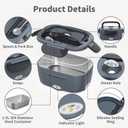 Vingud Electric Lunch Box for Adults, Heated Lunch Box Food Warmer, 80W 1.5L Portable Heating Lunchbox for Men/Work/Car/Truck, 12V 24V 110V Lonchera Elctrica Porttil Christmas White Elephant Gifts (Gray)