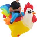 KOOY Inflatable Costume Adult, Riding Chicken Costume for Men/Women, Blow up Ride on Rooster, Funny Halloween Costumes Adult Christmas Holiday Party Suit (Yellow)