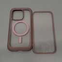 Miracase Magnetic for iPhone 15 Pro Case [Compatible with MagSafe] Full-Body Phone case with Built-in Glass Screen Protector& Camera Protector, Military Drop Proof 15 Pro Cover, Magnetic Pink