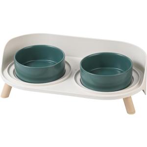 Elevated Ceramic Cat Bowl Set - Raised Double Dishes for Food & Water - Non-Slip Stand & Splash Proof - for Cats & Puppies - 2 x 480 ML - 16.23 OZ (Puppy/Small Dogs & Cat Bowls, Green) Elevated Ceramic Cat Bowl Set - Raised Double Dishes for Food & Water - Non-Slip Stand & Splash Proof - for Cats & Puppies - 2 x 480 ML - 16.23 OZ (Puppy/Small Dogs & Cat Bowls, Green)