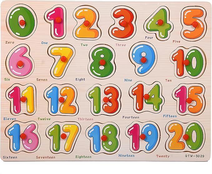 Wooden Number Puzzle for Toddlers 3+ Years Old – Montessori Counting & Math Learning Toy with Board & Blocks, Educational Preschool Gift for Boys & Girls