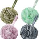 AmazerBath Loofah Sponge 75g/Piece, Exfoliating Bath Sponge Body Scrubber, Large Loofa Set of 4 - White Grey-Pink-Army Green-Green