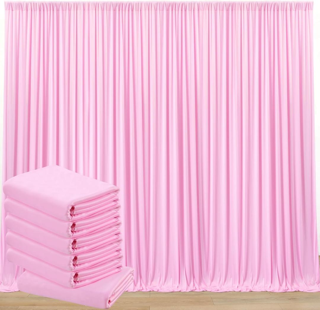 30 ft x 10 ft Wrinkle Free Baby Pink Backdrop Curtain for Parties, 6 Panels 5ftx10ft Thick Polyester Photo Backdrop Drapes for Baby Shower Birthday Party Photography Wedding Backdrop Stand