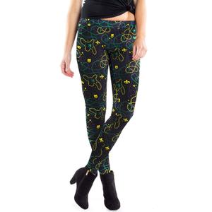 2 x Tipsy Elves Mardi Gras Leggings - Comfortable Non See-Through Mid and High Waisted Stretch Leggings (Black, M)