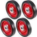 SEUNMUK 4 Pack 5" x 1.5" Solid Rubber Flat Free Tire, Premium Hand Truck Tires with Ball Bearings, 1/2 Inch Axle Hole, 88 lbs Capacity