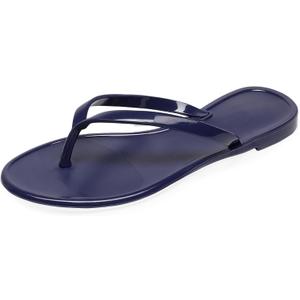 Flip Flops for Women Jelly Shoes Thong Sandals Jellies Flats Clear Slipper Summer Beach Pool Slides Size 10 Slip On Quick Drying Soft 39 Dark Blue