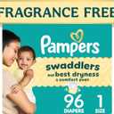 Swaddlers Diapers, Size 1 (8-14 lbs), 96 Count, Fragrance Free, Hypoallergenic, Absorbent, Pediatrician Recommended, Skin Safe