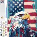 Petrala Paint by Numbers Kit for Adults Beginners, American Flag Acrylic Painting by Numbers, Bald Eagle Animal DIY Paintworks, 4th of July Easy Paint by Number on Canvas, 16x20 Inch