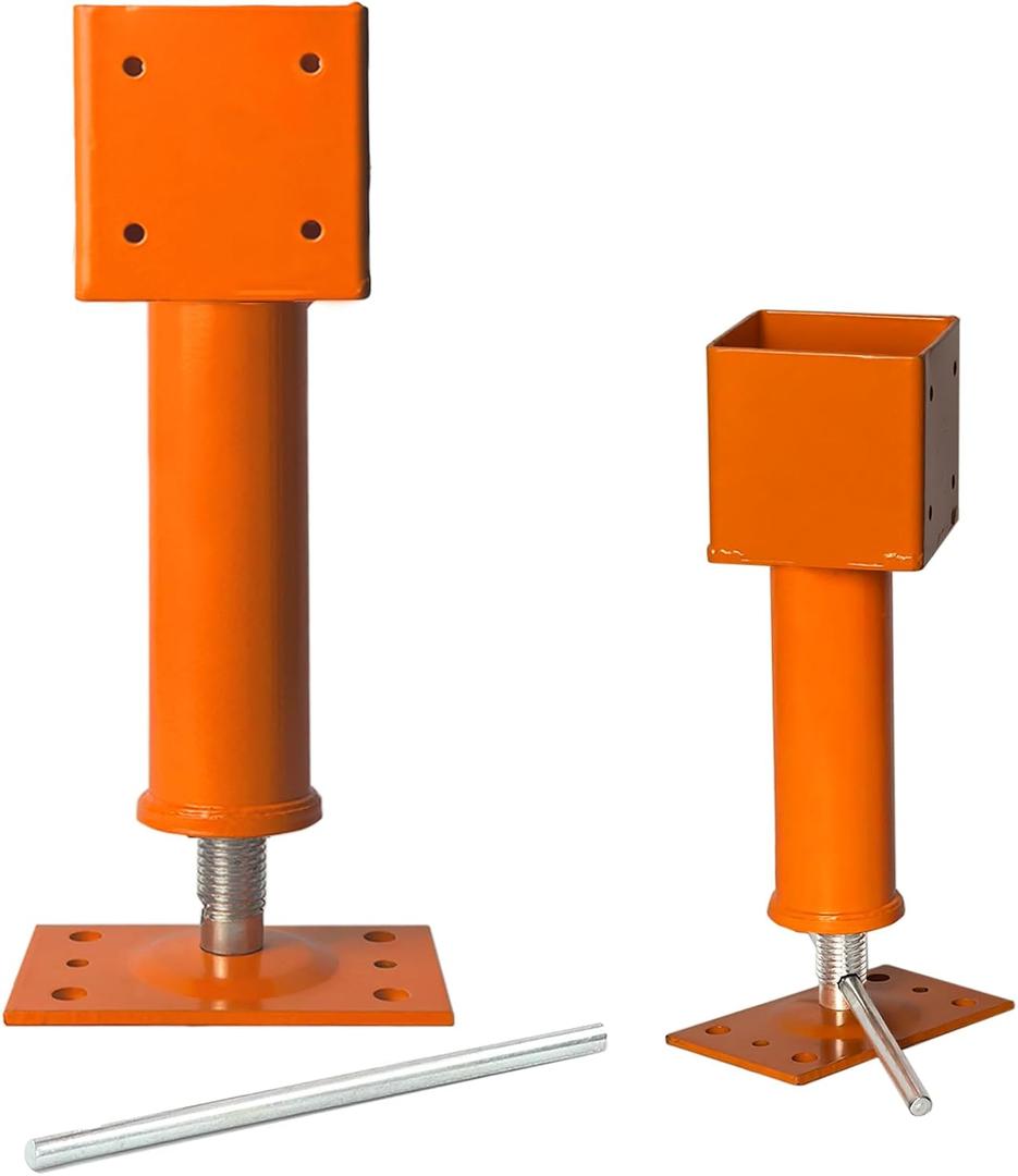 4x4 Screw Jack, 2 Pack Adjustable House Floor Jacks for Leveling, 14.5" - 18.5" Height Adjust Range, Heavy Duty Jack Post Crawlspace Basement Shore Beams Screw Jacks, 24000 lbs Max Load Capacity