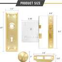 Vintage Door Knob with Lock for Interior Doors Polished Gold, Antique Brass 1 Pack Mortise Lock Set, Old Fashioned Bathroom & Bedroom with Skeleton Key for Old House Doors