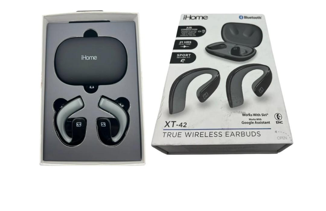 iHome XT42 True Wireless Earbuds Sport Air Conduction EarHook Headphones iHome XT42 True Wireless Earbuds Sport Air Conduction EarHook Headphones