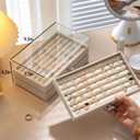 SPAKOWN Ring Box Display Holder, Clear Velvet Jewelry Storage Tray Organizer for Ring Stud Earring (Beige - 3 Drawers)