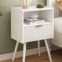 JOONEE White Nightstand,Modern Bedside Table with Storage Drawer and Open Wood Shelf, for Living Room, Bedroom and Small Spaces, Accent Night Stand with Solid Wood Legs, Easy Assembly,Classic White