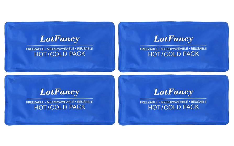 LotFancy Ice Pack for Injuries, 4Pc, Reusable Hot Cold Pack for Therapy, Cooling or Heating Gel Pad for First Aid, Back, Shoulder, Neck, Head, Feet Pain Relief, 10.5 x 5 Inches