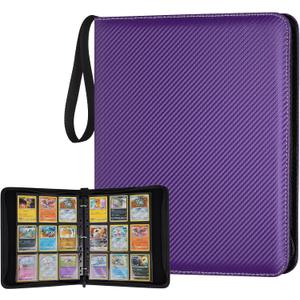 GERMUN 9 Pocket Card Binder, Premium Zip Trading Card Binder, 720 Double Sided Pocket PU Card Collection Binder, Collector Card Album, Card Folder for MTG, TCG, Sports Cards, Game Cards (purple)
