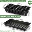 RooTrimmer 10 Pack 1020 Trays No Holes and 10 Pack 4.3" Deep 32 Cell Seed Starter Trays, 20" x 10" - Heavy Duty Plastic Nursery Flats for Seed Germination & Plant Propagation (10 Sets)