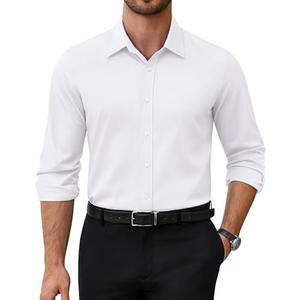 Alimens & Gentle Mens Dress Shirts Stretch Solid Wrinkle Free Button Down Shirt Business Wedding Casual Button Up Shirt. Small