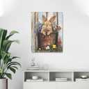 Crekviy Farmhouse Rabbit Decor Wall Art Vintage Bunny Flower Canvas Prints Painting Rustic Cute Animal Artwork Home Decorations for Bathroom Bedroom Living Room Framed Gifts 16"x20", 20L"×16W"