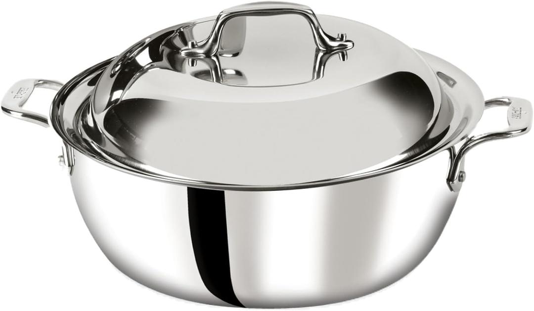 All-Clad D3 3-Ply Stainless Steel Dutch Oven 5.5 Quart Induction Oven Broiler Safe 600F Pots and Pans, Cookware Silver