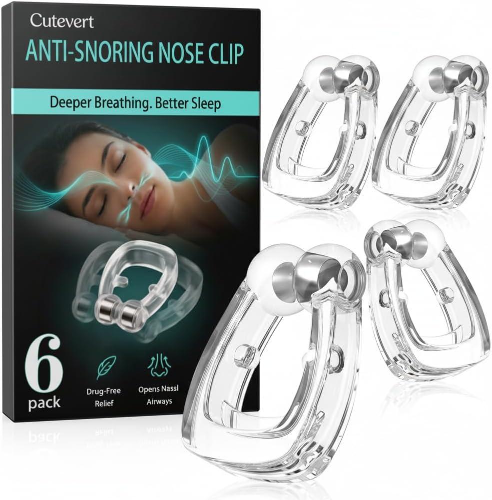 Anti Snoring Devices, 6-Pack Magnetic Snore Stopper with Adjustable Silicone Nose Clip, Effective Snoring Solution for Restful Sleep, Professional Nose Vents to Relieve Snoring for Men and Women