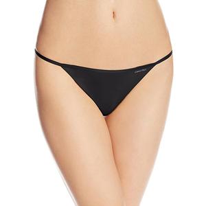 Calvin Klein Women's Sleek String Thong Panty (Small, Black)