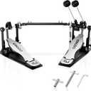 Double Bass Drum Pedal 2 Chain Double Kick Drum Pedal with 2 Way Beater Heads and Drum Keys for Drummer
